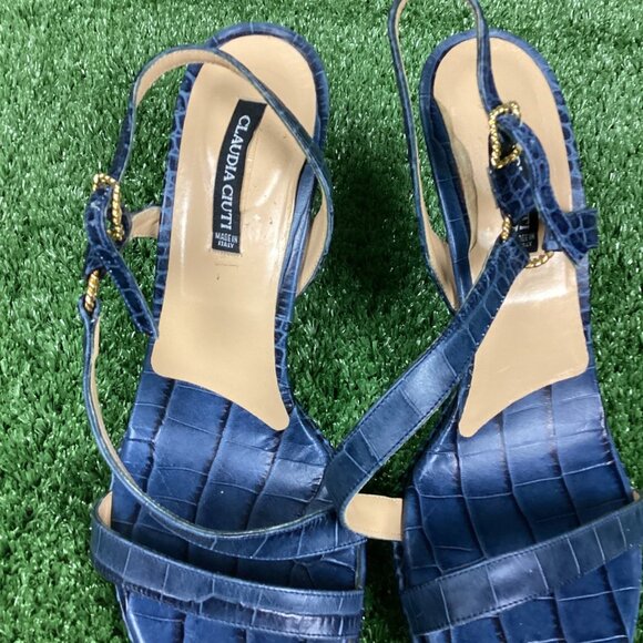 Vintage Claudia Ciuti Blue Sandal Heel Pumps 10M - Picture 3 of 13